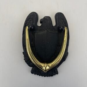 Rustic Black Cast Iron Eagle Door Knocker with Gold Tone Knocker 5 x 3 1/2”